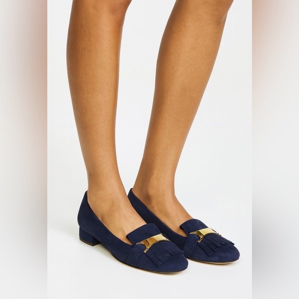 Cole Haan Elegant Navy Tasseled with Gold Accent Heels.        Size-6B